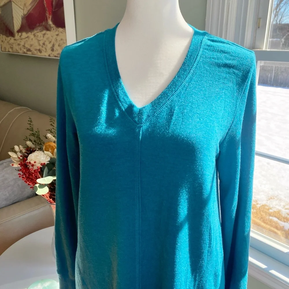 Soft Surroundings Siesta Soft Tunic V Neck‎ Pullover Size XS Blue Lagenlook